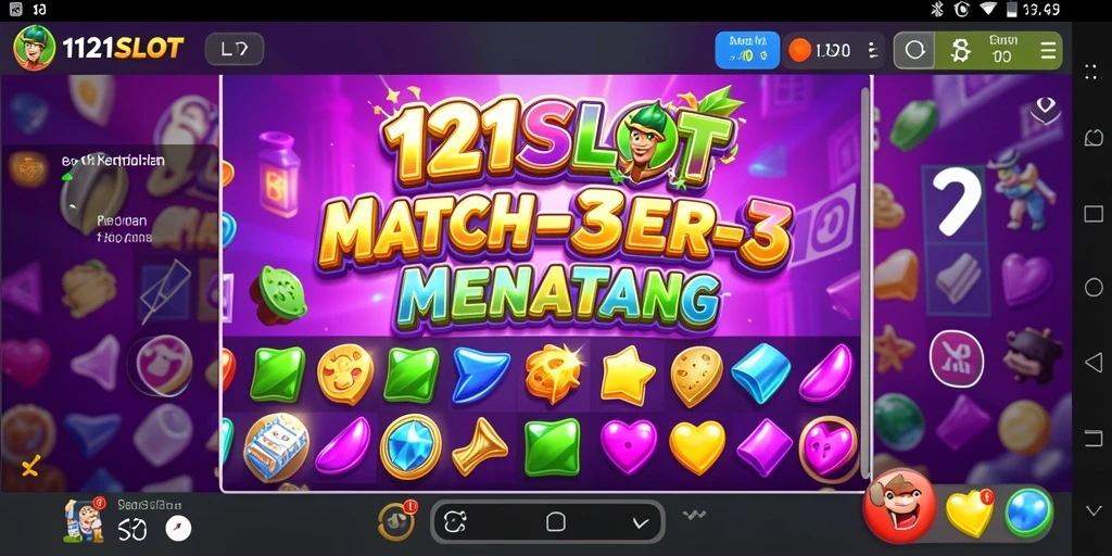 Tangkapan layar gameplay menampilkan kombinasi warna-warni di 1121SLOT.