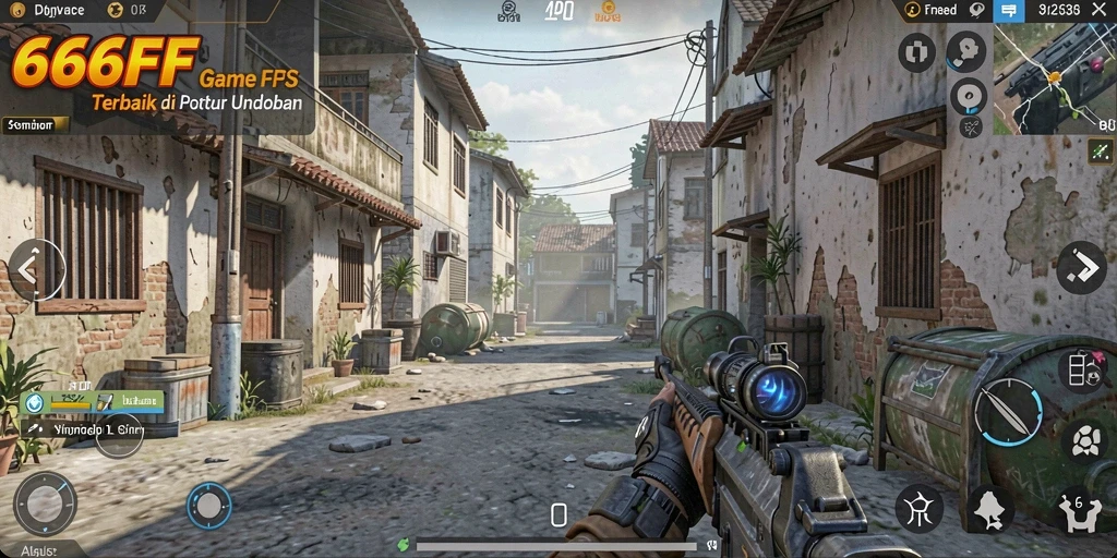 Screenshot gameplay dari 666FF menunjukkan aksi tembak-menembak yang intens.