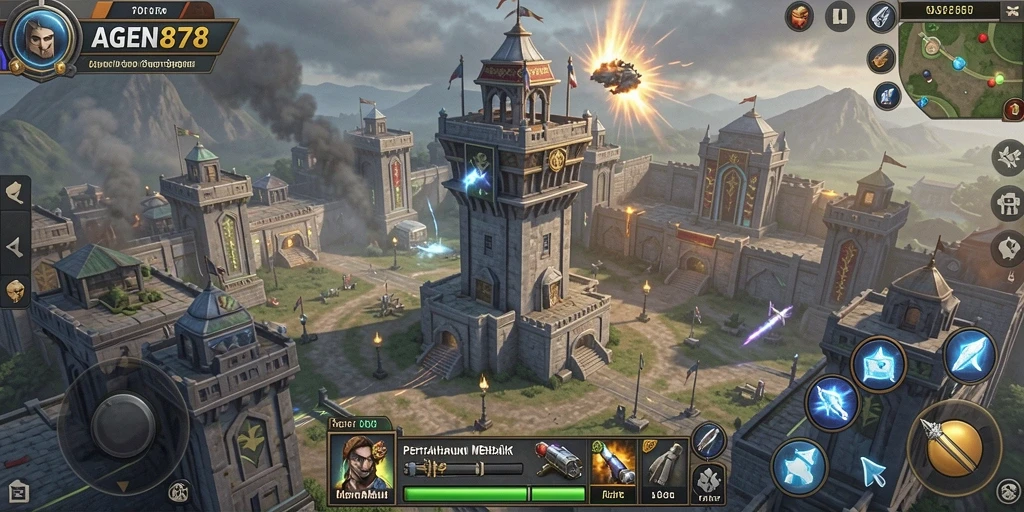 Tampilan permainan AGEN878 yang menegangkan di battlefield Tower Defense.