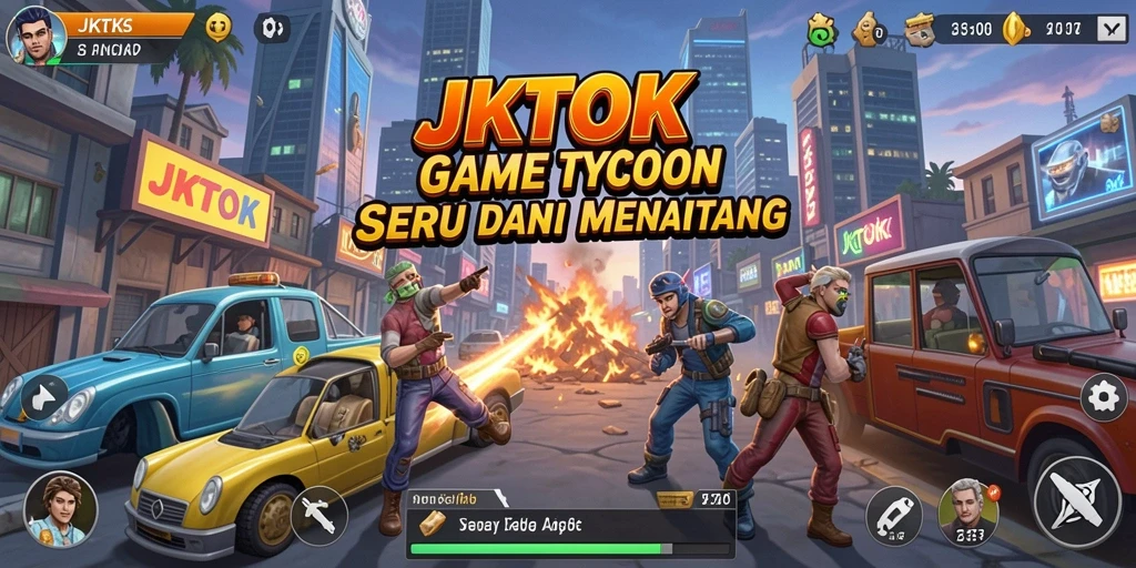 Screenshot JKTOK menampilkan pemain mengelola bisnis Tycoon yang menarik.