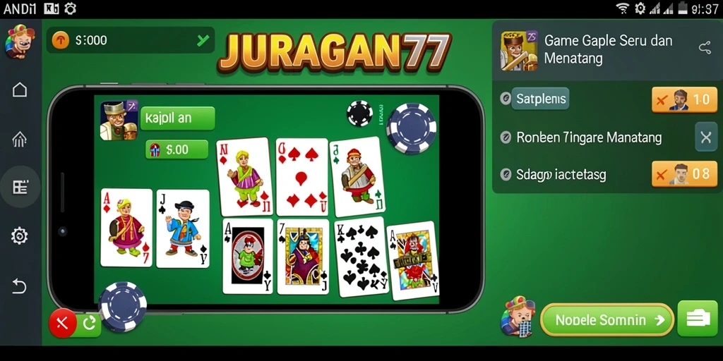 Screenshot gameplay JURAGAN77 yang menampilkan keseruan bermain Gaple.