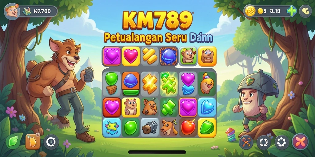 Tampilan gameplay KM789 dengan elemen Match-3 yang seru dan colorful.