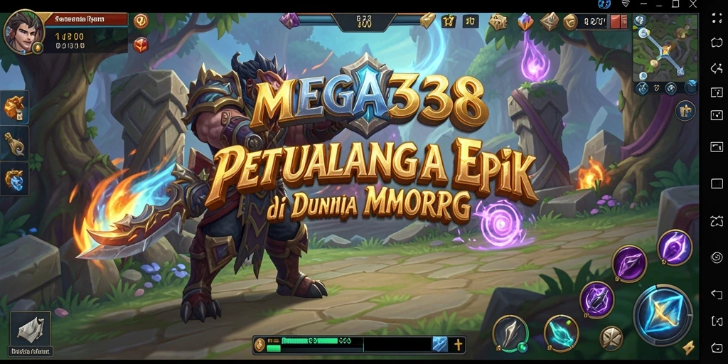 Screenshot utama MEGA338 menampilkan aksi seru dalam pertempuran MMORPG.