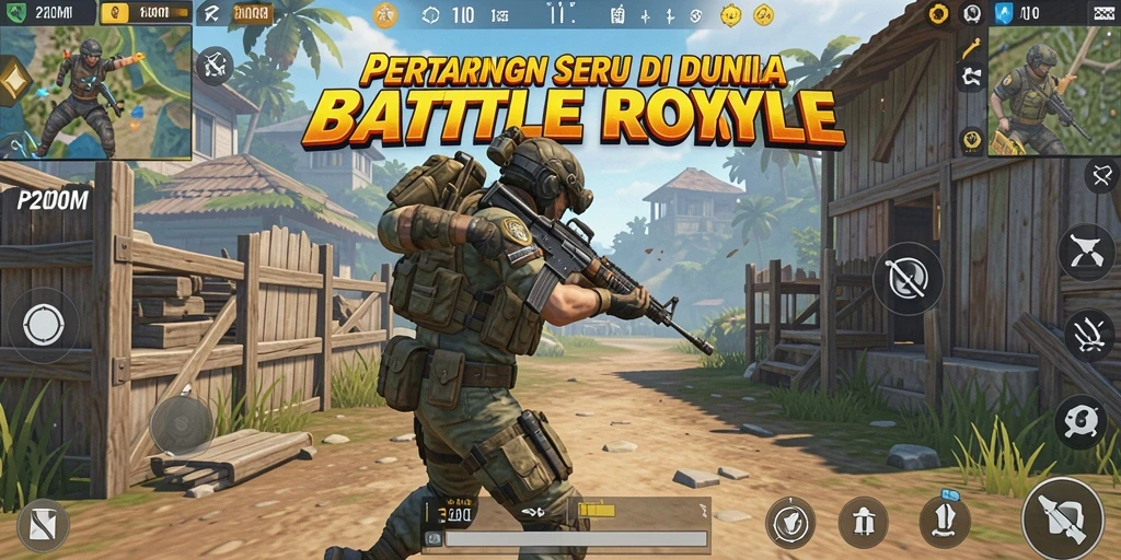 Tangkapan layar P200M menampilkan aksi seru dalam pertarungan Battle Royale.