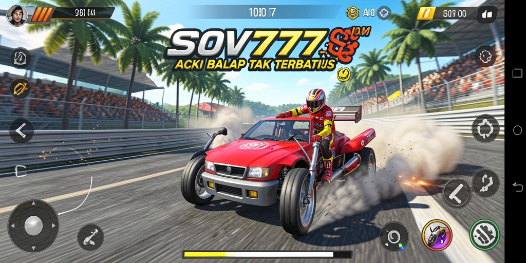 Tampilan gameplay SOV777 yang intens di trek balap.